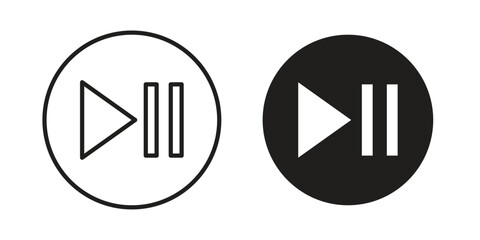 Play pause icons set. Pixel Perfect scalable icons.