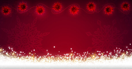 Merry Christmas background and red garlands isolated.