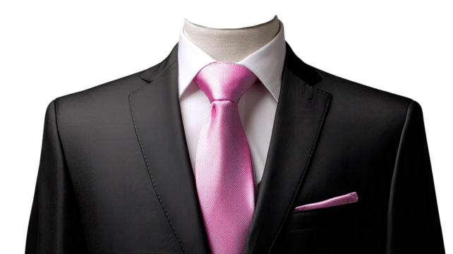  Black suit on mannequin showcasing stylish fashion outfit and tailored design for clothing display and retail isolated on white background