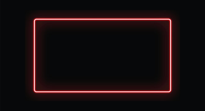 Glowing red neon rectangle frame on