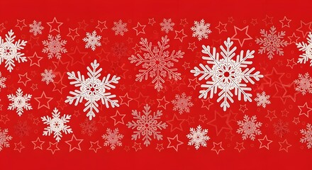 Elegant red christmas background with delicate white snowflakes and stars, creating a festive and enchanting atmosphere, perfect for holiday designs and greetings