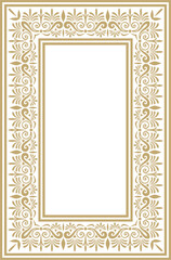 Classic Greek golden square ornament. Vector pattern, ancient Hellenic rectangle. European border.