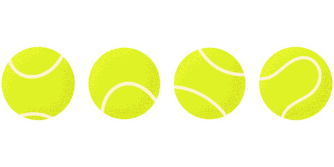 Vector set of yellow tennis balls. Simple modern sport design for tennis club, training, competition and athletic equipment concepts.