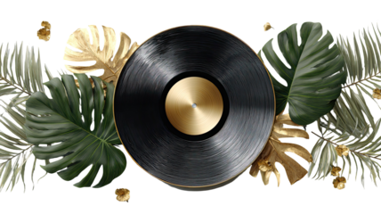 Old Black Vinyl Record with Retro Groove Pattern for Music Collection and Audio Playback Vintage Style Isolated on White Background