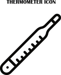 Thermometer vector icon showing temperature measurement in a simple, modern line style