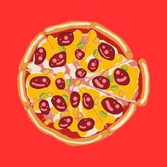 pizza with salami and cheese
