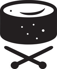 Drum and drumsticks musical instrument silhouette.