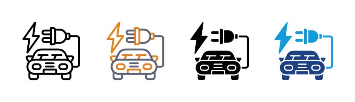 Electric Car icon set multiple style collection