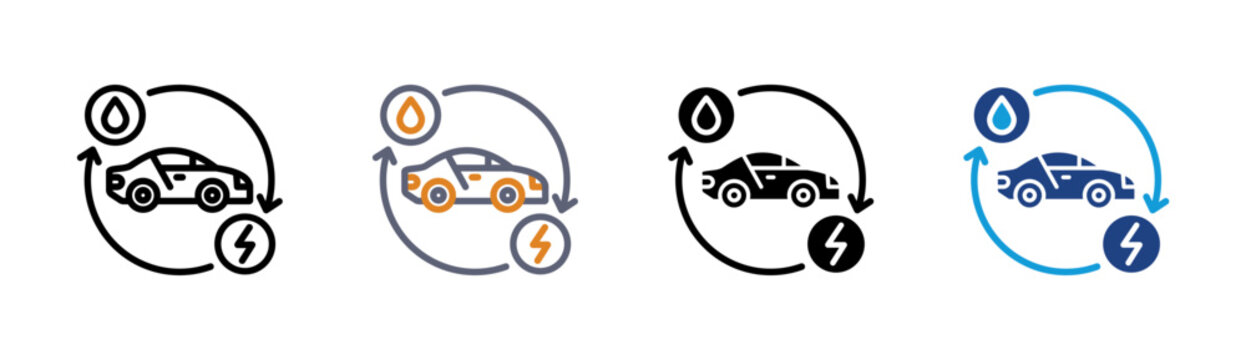 Hybrid Car icon set multiple style collection