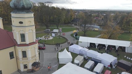 party at the castle drone shot - Powered by Adobe