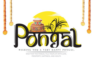 illustration of Pongali Celebration with Rice In Mud Pot and colourful background
