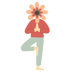 Flower Head Yoga Pose Illustration in Peaceful Colors