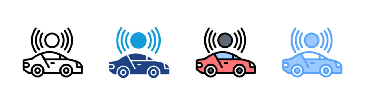 Autonomous Car icon set multiple style collection