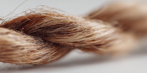 Close-up view of twisted brown natural fibers showcasing texture and detail in a contemporary setting