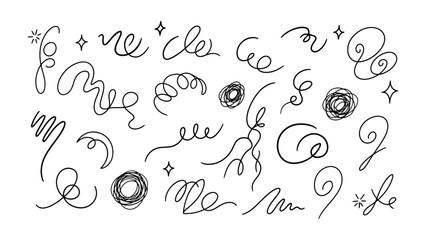 Abstract line art: A collection of swirling lines and doodle elements, perfect for adding a touch of whimsy and artistic flair to any design. 