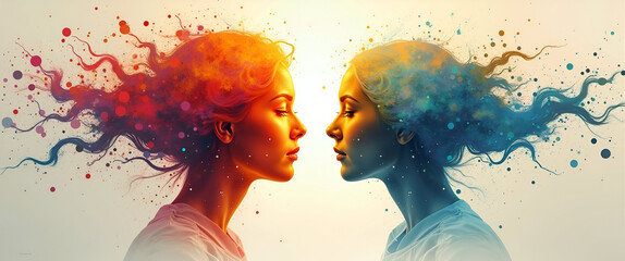 An abstract representation of motivation vs. inspiration, featuring contrasting colors and shapes that evoke feelings of drive and creativity, with ample space for text overlay.