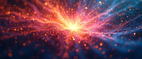 A striking abstract digital artwork that embodies the essence of New Year resolutions, showcasing vibrant colors and ample copy space for captions or motivational messages.