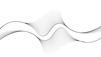 Abstract Black and White Wave Pattern with Multiple Lines Forming Curvy Design