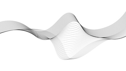 Abstract wave pattern with thin lines isolated on a clean white background creating a modern art design