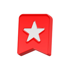 star bookmark icon 3d rendering red color