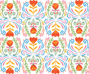 Geometric Floral Vector Wallpaper Design With Artistic Flower Symbols and Vintage Nature Motifs