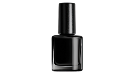 Black Nail Polish Bottle with Glossy Finish for Manicure and Pedicure Beauty Care Isolated on White Background