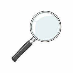 An isolated illustration of a magnifying glass for search and investigation purposes