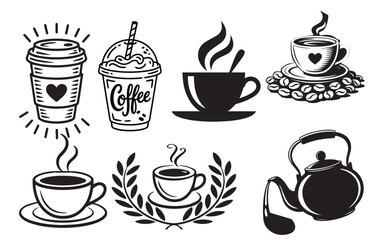 coffee cup and mug silhouette clipart vector graphic