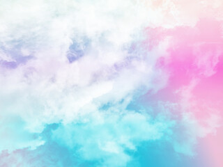 beauty sweet pastel pink and green colorful with fluffy clouds on sky. multi color rainbow image. abstract fantasy growing light