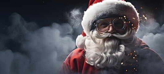 a light santa claus gift child Christmas gift coming out of the smoke, ai genrative