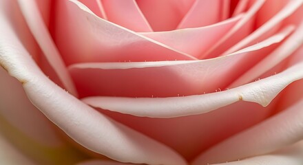 Close-up of a Delicate Pink Rose Petals in Full Bloom.