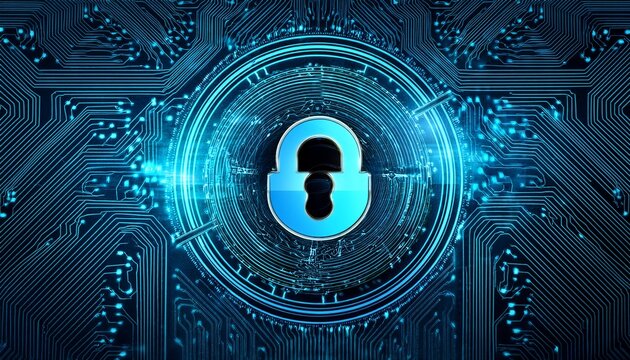 secure digital locks on circuit board with glowing keyholes safeguard data