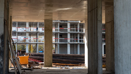 equipment at the construction site of a new building