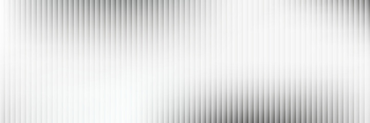Acrylic satin corrugated glass texture light gray background. Blurred soft ribbed transparent striped door window overlay. Metal silver reeded polycarbonate sheet. Abstract vertical gradient pattern