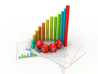3d rendering Stock market online business concept. business Graph with 2025