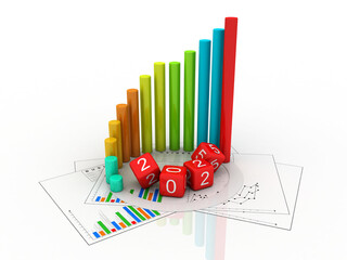 3d rendering Stock market online business concept. business Graph with 2025