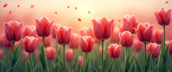 A vibrant tulip vector illustrating the rich textures and hues of tulips, designed in such a way to allow ample copy space, perfect for digital marketing and artistic projects.