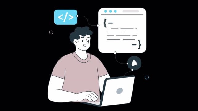 learning software engineering 2D Animation on Transparent Background