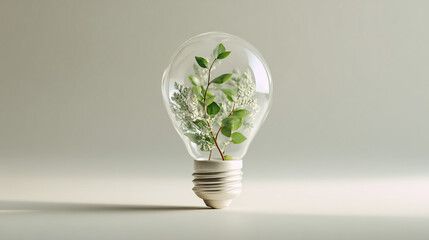 Ekologiczna żarówka na minimalistycznym tle