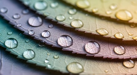 Obraz premium Colorful Leaves with Fresh Raindrops