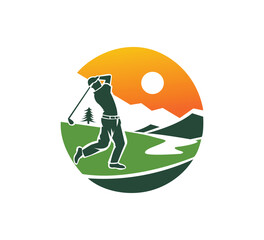 Golf sports vector logo illustration