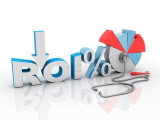 3d illustration Return on investment chart with business graph