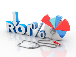 3d illustration Return on investment chart with business graph