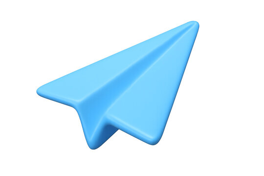 Blue 3d paper airplane flying, perfect for travel presentations, educational materials, kids crafts, transportation concepts, and aviationthemed designs.