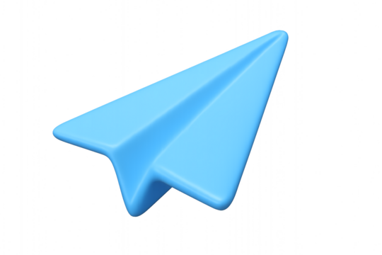 Blue 3d paper airplane flying, perfect for travel presentations, educational materials, kids crafts, transportation concepts, and aviationthemed designs.