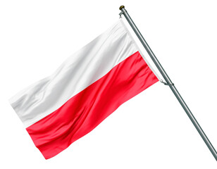 Waving flag of poland isolated on transparent background, a symbol of national pride and identity