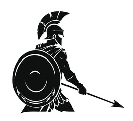 warrior with sword silhouette vector
