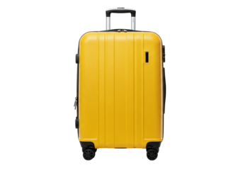 Yellow Suitcase on Wheels with a Transparent Background for Easy Integration