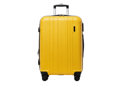 Yellow Suitcase on Wheels with a Transparent Background for Easy Integration