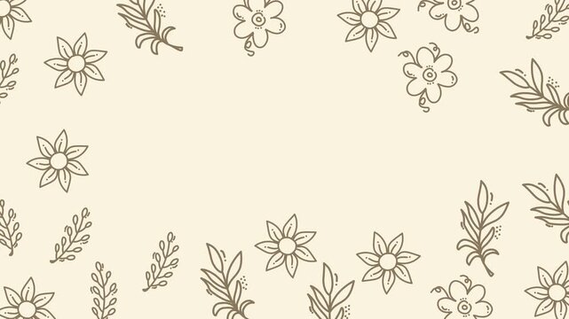 Dahlia floral pattern with simple motion, empty space in center and light background perfect for wallpaper, invitations, textiles. Light background with elegant flowers, leafy branches